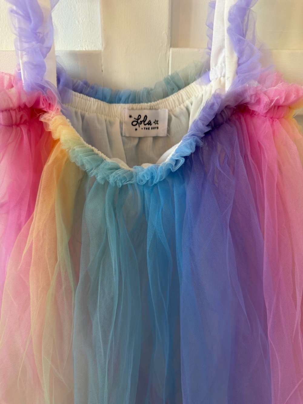 Lola and the Boys Rainbow Tulle Dress - Pastel Pink Blue Purple Girls Size 12 - Picture 2 of 2